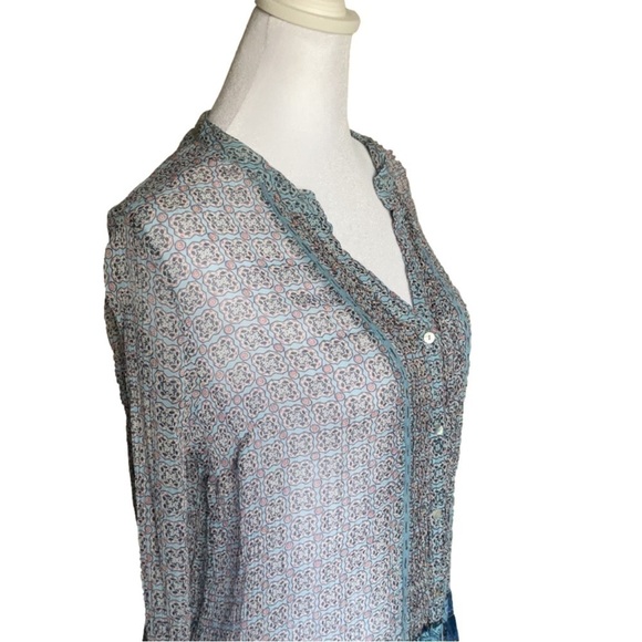 Lucky Brand Medallion Print Sheer Blouse - Picture 6 of 14